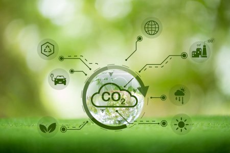 Developing sustainable CO2 concepts and low reduce CO2 emissions and carbon footprint to limit global warming and climate change. sustainable environmental management, Greenhouse from renewable energy