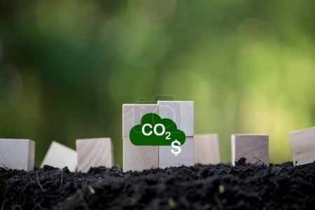 Reduce CO2 emissions to limit climate change and global warming. Low greenhouse gas levels, decarbonize, net zero carbon dioxide footprint. green nature background. Business carbon credit concept.