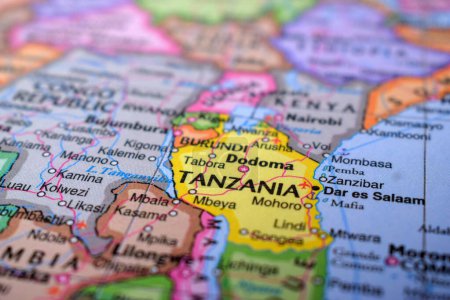 Téléchargez les photos : Dodoma Travel Concept Nom du pays sur la carte du monde politique Très macro Gros plan Photo de stock - en image libre de droit