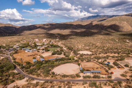 Photo for June 20, 2022, Tucson, Arizona, USA. Tanque Verde Ranch in Tucson, Arizona, aerial view. - Royalty Free Image