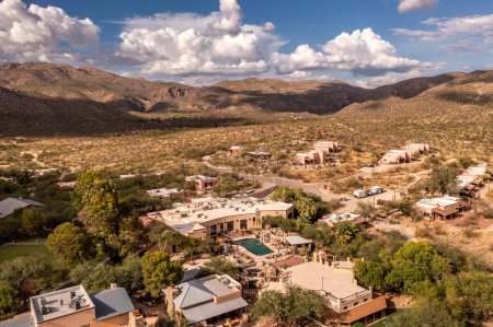 Photo for June 20, 2022, Tucson, Arizona, USA. Tanque Verde Ranch in Tucson, Arizona, aerial view. - Royalty Free Image