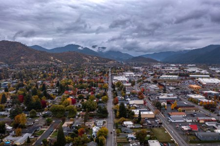 Photo for Grants Pass, Oregon. Road leading to the mountains. Aerial photo. - Royalty Free Image