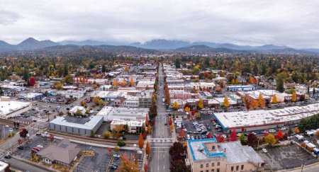 Photo for November 5, 2022, Grants Pass, Oregon. City in Southern Oregon. Drone photo in autumn season. - Royalty Free Image