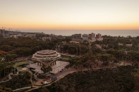 Photo for Aerial view of Geisel library and UCSD campus with ocean view. - Royalty Free Image