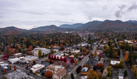 Photo for Grants Pass, Oregon. City in Southern Oregon. Drone photo in autumn season. - Royalty Free Image
