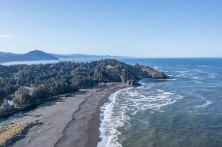 Port Orford Heads at the southern Oregon Coast. Humbug Mountain in the distance. 