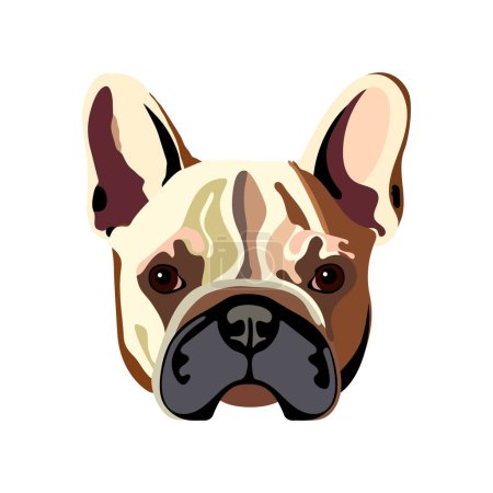 Ilustración de Retrato de bulldog francés. Ilustración vectorial dibujada a mano. Diseño de color plano. - Imagen libre de derechos
