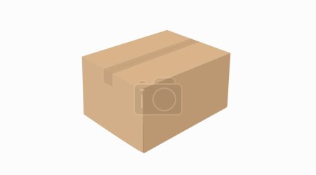 Ilustración de Caja de cartón. Ilustración plana aislada vectorial de una caja de cartón sobre un fondo blanco - Imagen libre de derechos