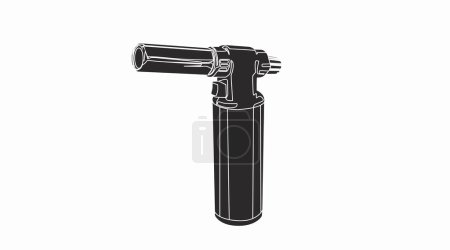Vector Isolated Illustration of a Blowtorch. Black and white illustration