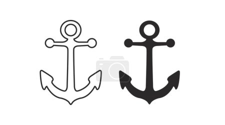 Illustration for Anchor Icon Set. Black and white isolated illustration set of an anchor - Royalty Free Image