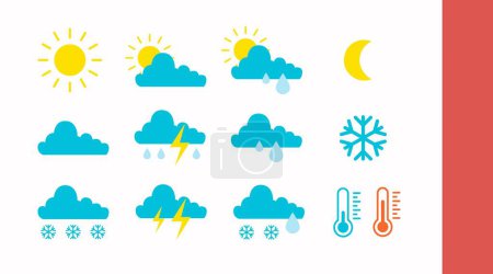 Conjunto de iconos meteorológicos. Conjunto de ilustraciones planas aisladas