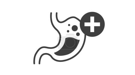 Ilustración de Icono del estómago. Ilustración aislada vectorial de un estómago y un símbolo de cruz médica - Imagen libre de derechos