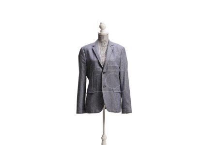 Photo for Studio shot of a torso mannequin with a blue male suit isolated on white background - Royalty Free Image