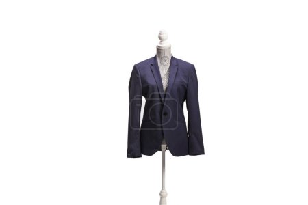 Photo for Mannequin doll with a navy blue suit isolated on white background - Royalty Free Image