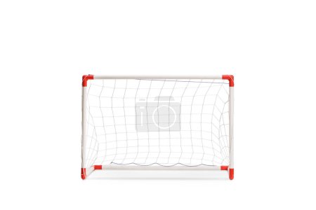 Photo for Front view of a mini football goal isolated on white background - Royalty Free Image