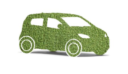 Foto de Green eco friendly car isolated on white background - Imagen libre de derechos