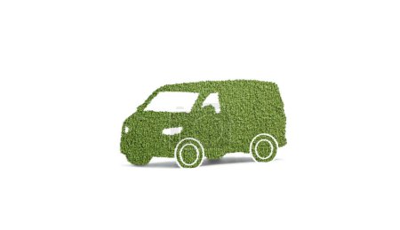 Photo for Studio shot of an eco friendly van made of grass isolated on white background - Royalty Free Image