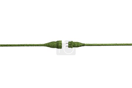 Photo for Studio shot of electric cables with a plug and socket isolated on white background, sustainable energy concept - Royalty Free Image
