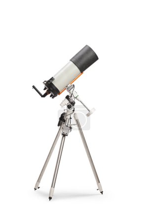 Photo for Astrophotography telescope on a stand isolated on white background - Royalty Free Image