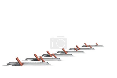 Photo for Starting blocks for a running race isolated on white background - Royalty Free Image