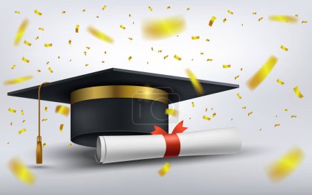 Illustration for Scroll of parchment with diploma, vector illustration - Royalty Free Image