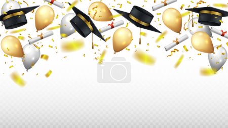 Illustration for Graduation celebrating banner, vector illustration - Royalty Free Image