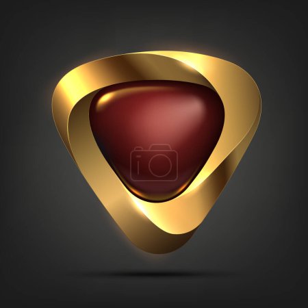 Ilustración de Escudo de oro con diamante sobre fondo oscuro - Imagen libre de derechos
