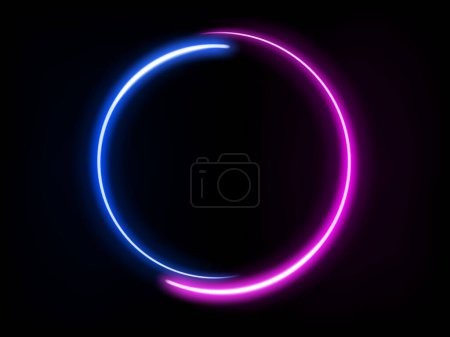 Illustration for Glowing Round Frame Neon Light. Vector Illustration - Royalty Free Image