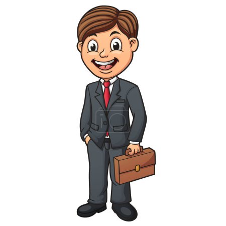 Téléchargez les illustrations : Homme d'affaires debout tout en portant une mallette, Clip art personnage. Illustration vectorielle - en licence libre de droit