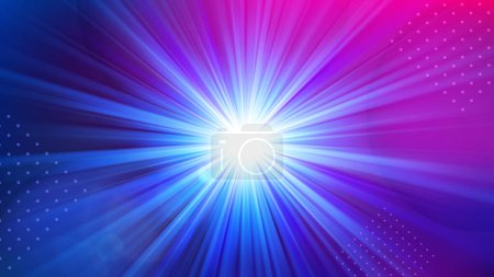Illustration for Dazzling Light Shining on Violet Background, Glowing Shine Background. Widescreen Vector Illustration - Royalty Free Image
