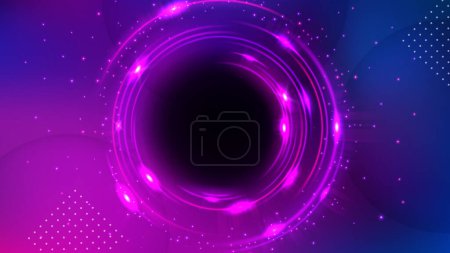 Téléchargez les illustrations : Fond de l'anneau lumineux, lumière violette élégante. Illustration vectorielle à écran large - en licence libre de droit