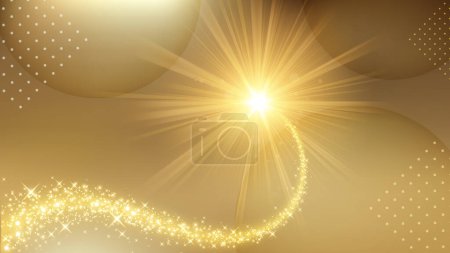 Illustration for Sparkling Particle Motion Background, Elegant Gold Trail Crossing. Widescreen Vector Illustration - Royalty Free Image