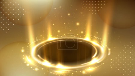 Illustration for Rotating Gold rays with sparks Background. Suitable for product advertising, product design, and other. Widescreen Vector illustration - Royalty Free Image