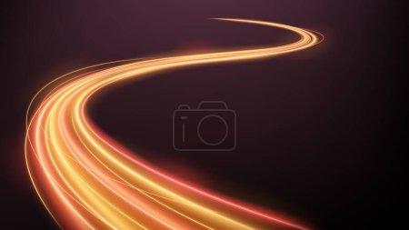 Colorful Light Trails, Long Time Exposure Motion Blur Effect. Vector Illustration  