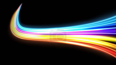Illustration for Colorful light trails, long time exposure motion blur effect. Vector Illustration - Royalty Free Image