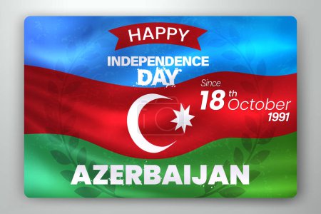 Ilustración de Feliz Día de la Independencia de Azerbaiyán con Bandera ondeante. Ilustración vectorial - Imagen libre de derechos