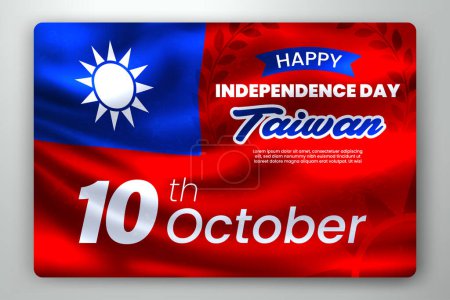 Illustration for Happy Independence Day of Taiwan with Waving Flag Background. Vector Illustration - Royalty Free Image