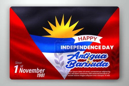 Illustration for Happy Independence Day of Antigua and Barbuda with Waving Flag Background. Vector Illustration - Royalty Free Image