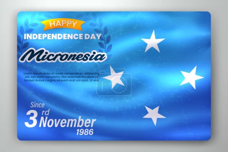 Téléchargez les illustrations : Happy Independence Day of Micronesia with Waving Flag Background. Illustration vectorielle - en licence libre de droit