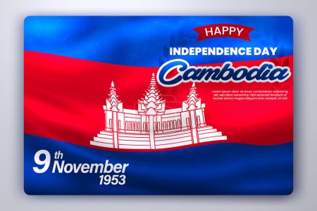 Illustration for Happy Independence Day of Cambodia with Waving Flag Background. Vector Illustration - Royalty Free Image