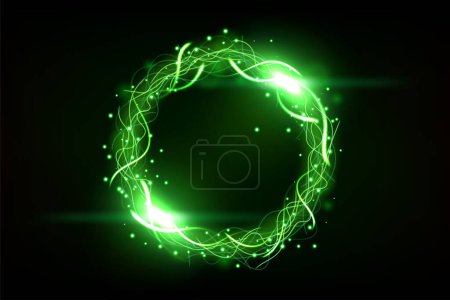 Ilustración de Anillo relámpago círculo verde con efecto chispas. Ilustración de vectores de pantalla ancha - Imagen libre de derechos