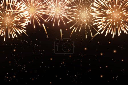 Ilustración de Brillantes fuegos artificiales fondo, celebración de Año Nuevo. Ilustración vectorial - Imagen libre de derechos