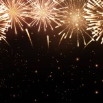 Shining fireworks background, New year celebration. Vector Illustration 