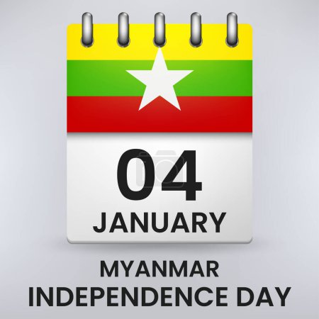 Illustration for Happy Independence Day of Myanmar with Flag, Calendar Concept. Vector Illustration - Royalty Free Image