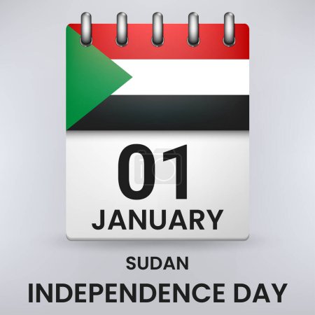 Illustration for Happy Independence Day of Sudan with Flag, Calendar Concept. Vector Illustration - Royalty Free Image