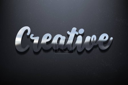 Illustration for Creative Text 3D Logo Design, Shiny Mockup Logo with Textured Wall. Realistic Vector - Royalty Free Image