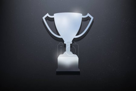 Illustration for Trophy 3D Logo Design, Shiny Mockup Logo with Textured Wall. Realistic Vector - Royalty Free Image