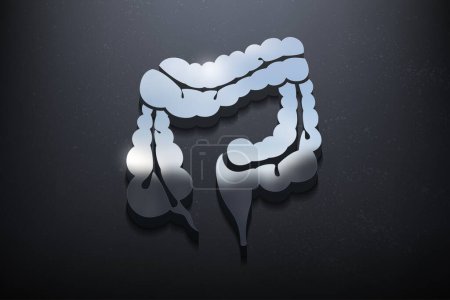 Illustration for Large Intestine 3D Logo Design, Shiny Mockup Logo with Textured Wall. Realistic Vector - Royalty Free Image