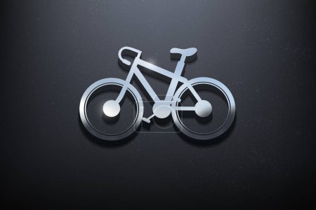 Téléchargez les illustrations : Conception de logo 3D vélo, logo Mockup brillant avec mur texturé. Vecteur réaliste - en licence libre de droit