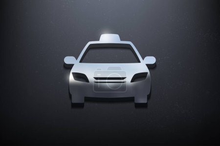 Téléchargez les illustrations : Taxi 3D Logo Design, logo Mockup brillant avec mur texturé. Vecteur réaliste - en licence libre de droit